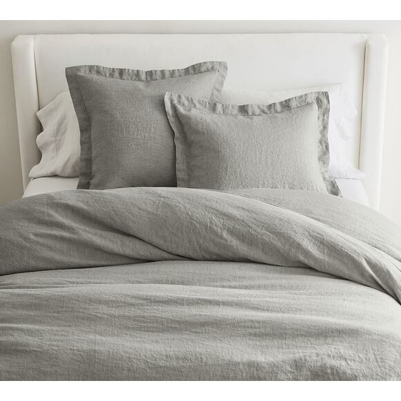 Pottery Barn Belgian Flax Linen duvet cover Flagstone Full/Queen $279 - Picture 1 of 5
